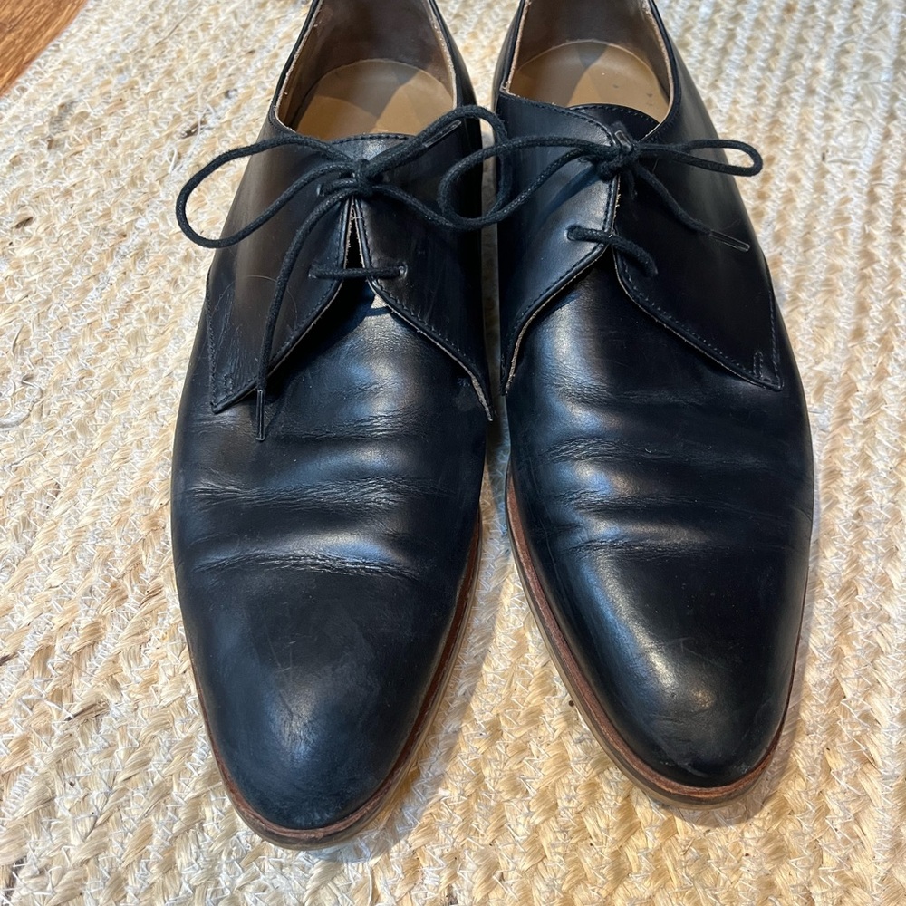 Everlane Modern Oxford Women's Black Leather Flat Shoes